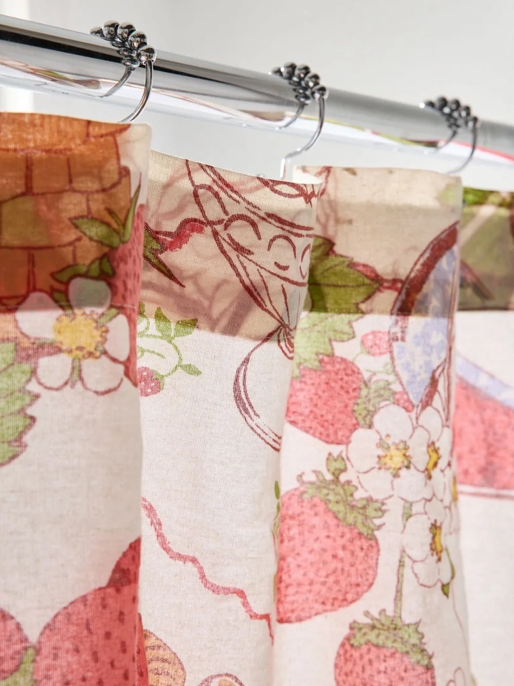 Urban Outfitters Sweet Strawberry Patterned Vintage Style Shower Curtain NWOT